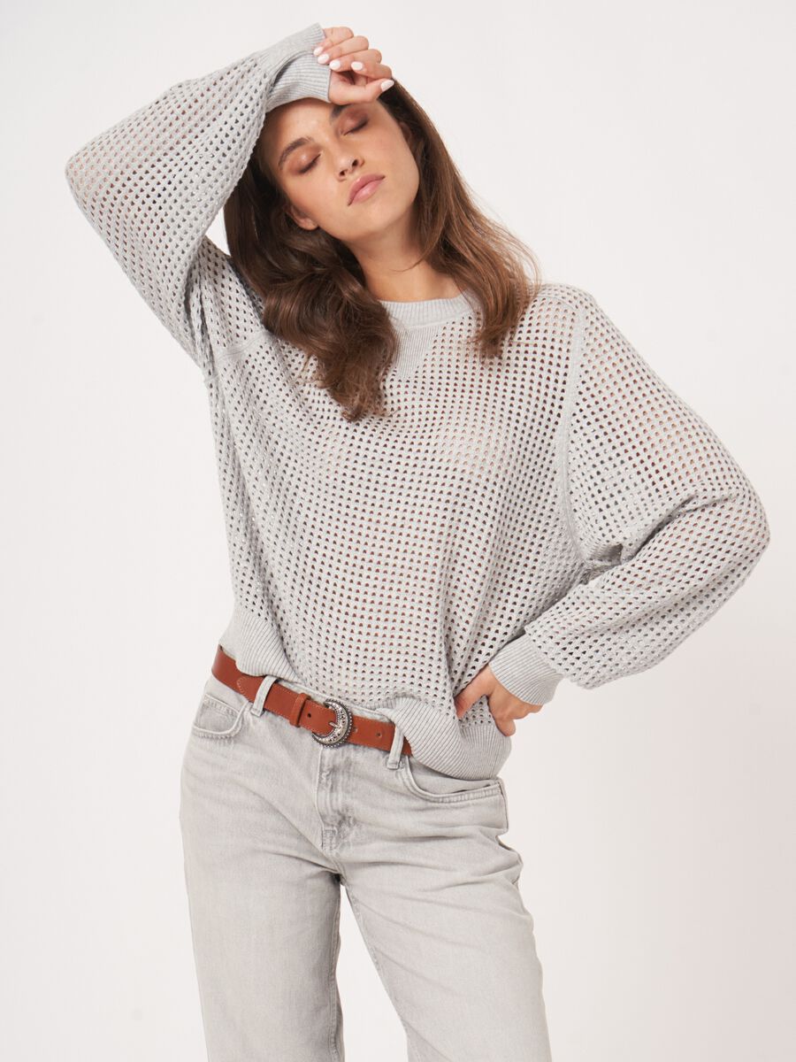 Pull ajouré en mélange de coton  image number 1