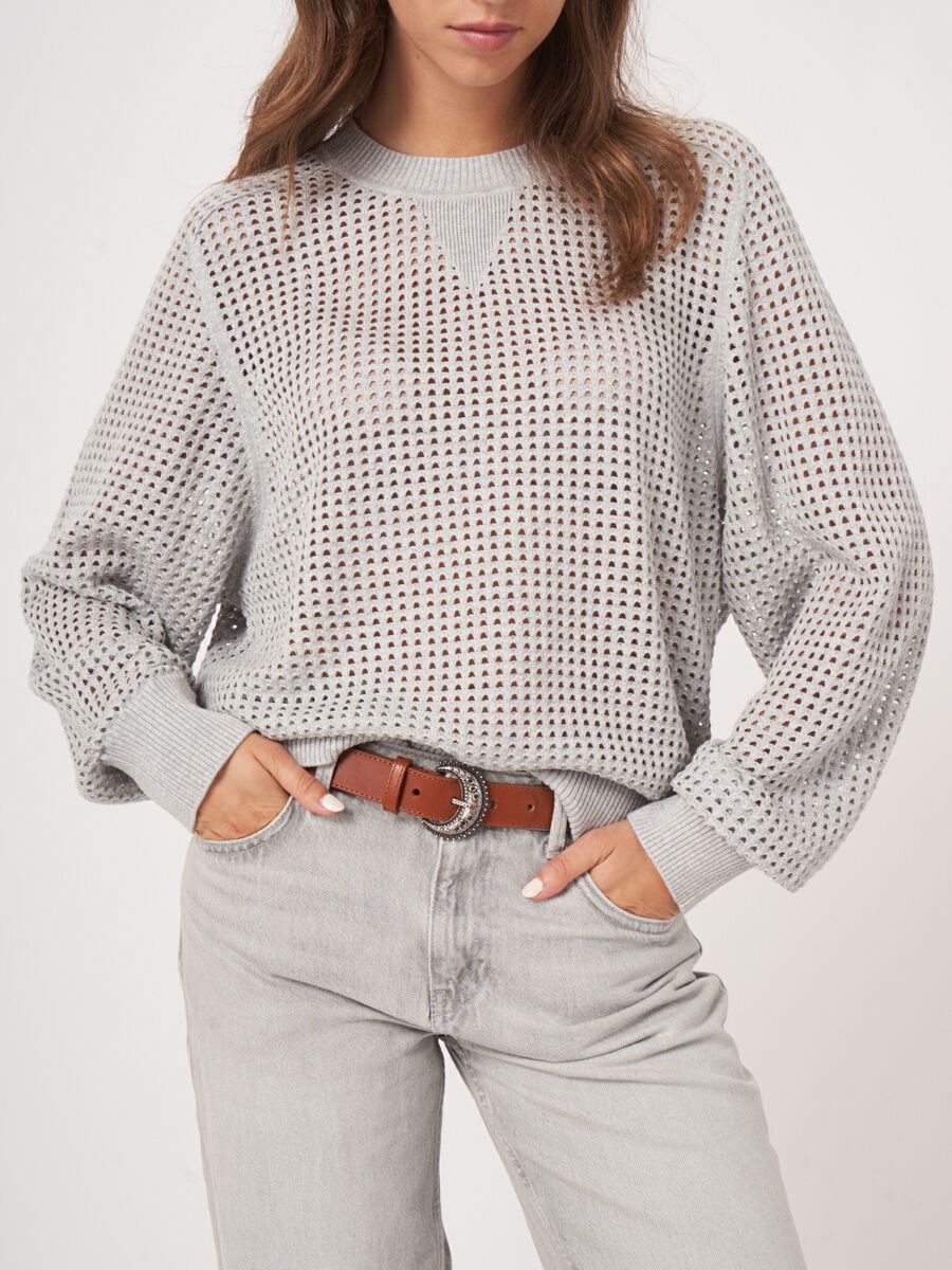 Pull ajouré en mélange de coton  image number 3