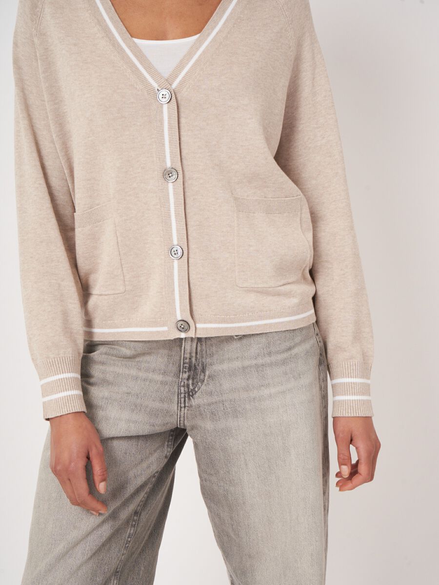 Cardigan mit Taschen und Streifen-Detail aus Baumwollmischung  image number 3