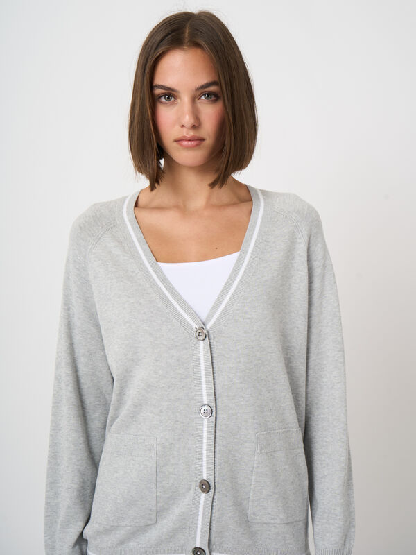 Cardigan mit Taschen und Streifen-Detail aus Baumwollmischung  image number 1