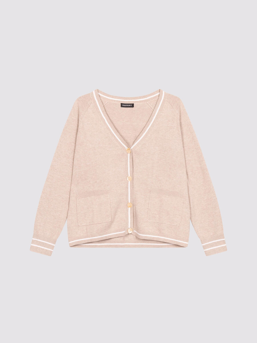 Cardigan mit Taschen und Streifen-Detail aus Baumwollmischung  image number 1