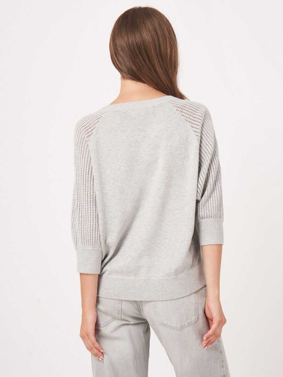 Trui met raglanmouwen in fijn ajourpatroon image number 7