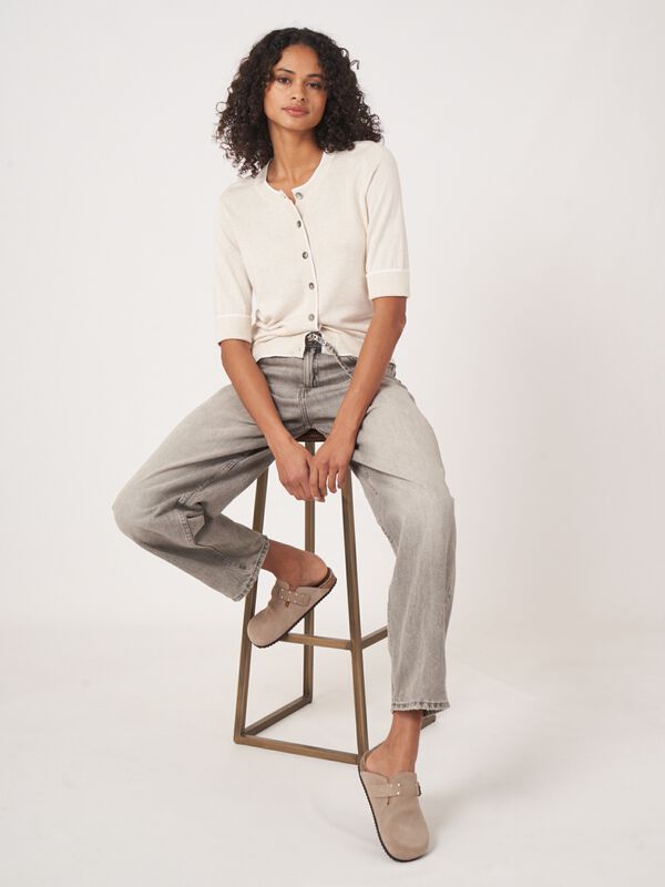 Kurzarm-Cardigan mit Kontrastn&auml;hten image number 2