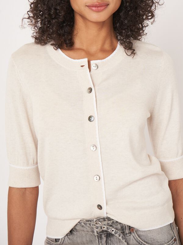 Kurzarm-Cardigan mit Kontrastn&auml;hten image number 4