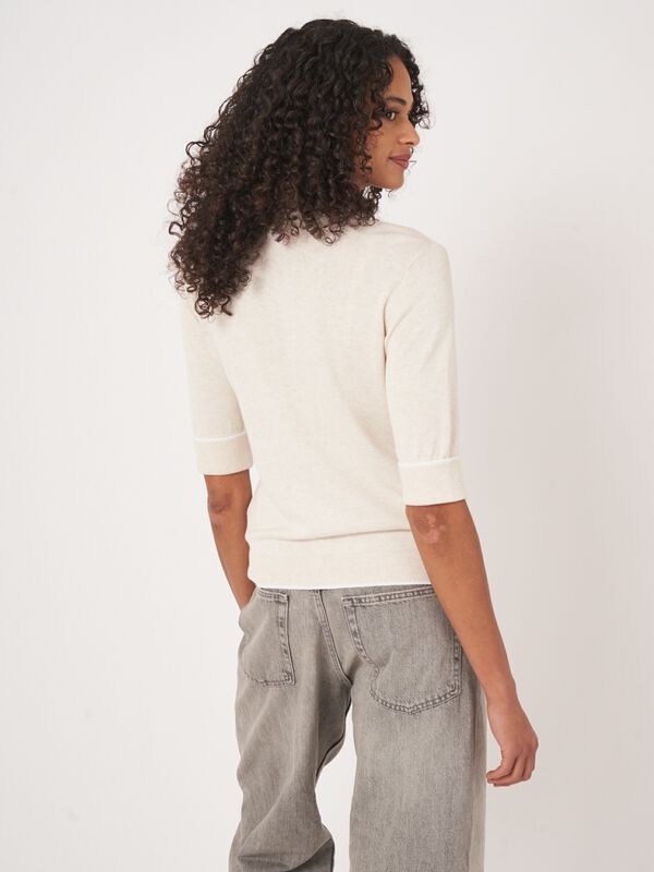 Kurzarm-Cardigan mit Kontrastn&auml;hten image number 5