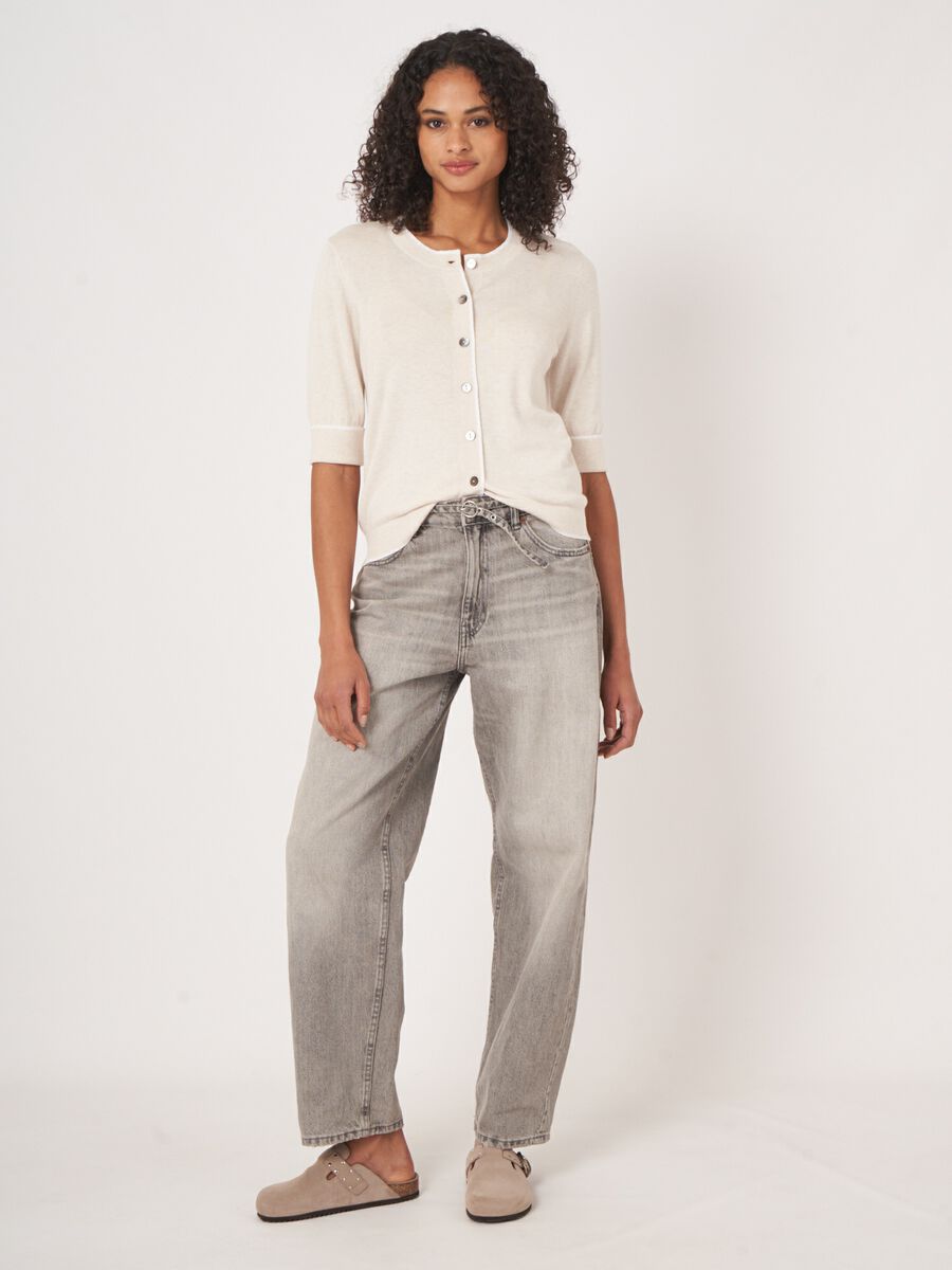 Kurzarm-Cardigan mit Kontrastn&auml;hten image number 6