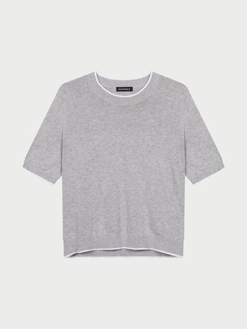 Trui met korte mouw en contrastnaden