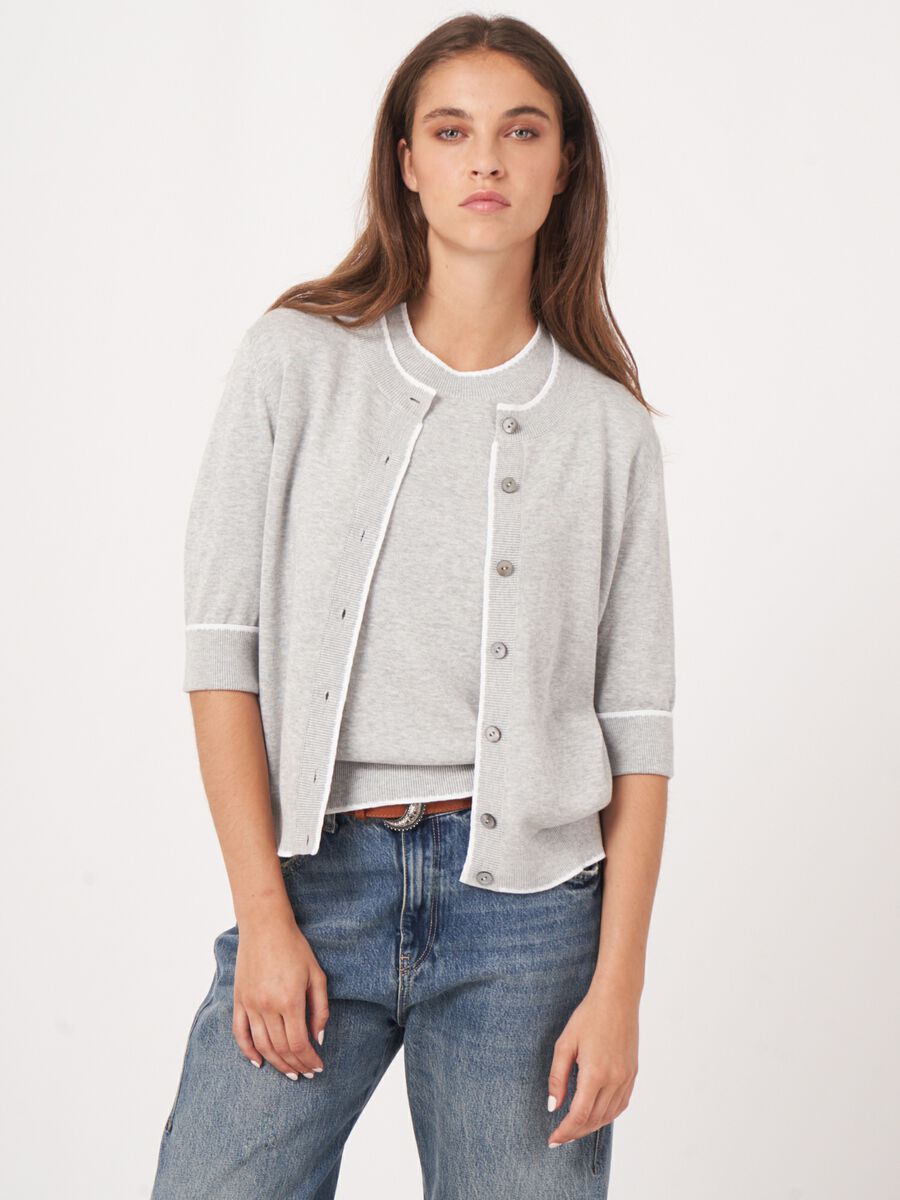 Short sleeve sweater with contrast seams image number 5