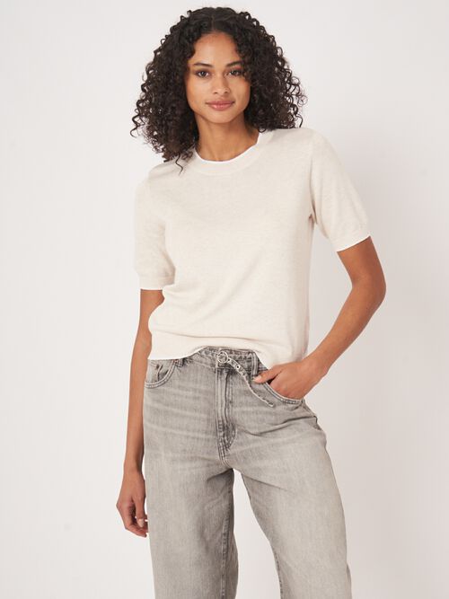 Trui met korte mouw en contrastnaden