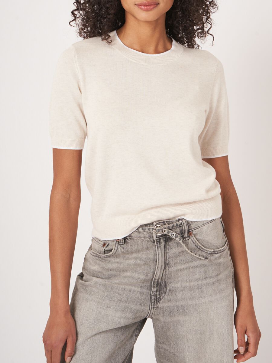 Short sleeve sweater with contrast seams image number 2