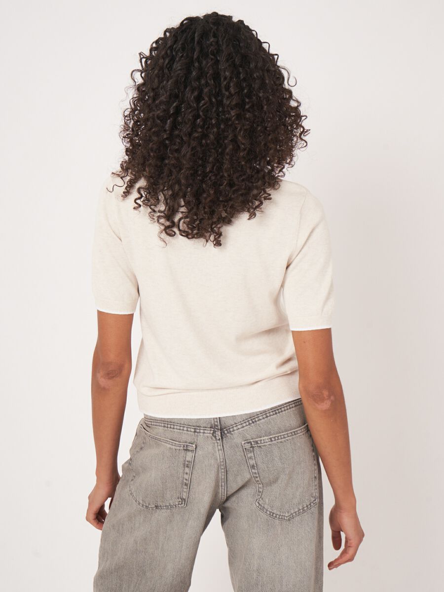 Short sleeve sweater with contrast seams image number 5