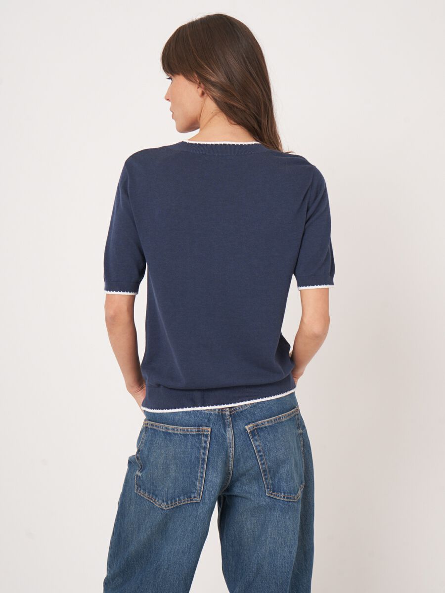 Short sleeve sweater with contrast seams image number 5