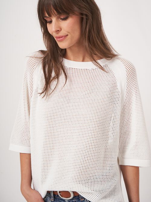 Pull ajouré avec larges manches courtes