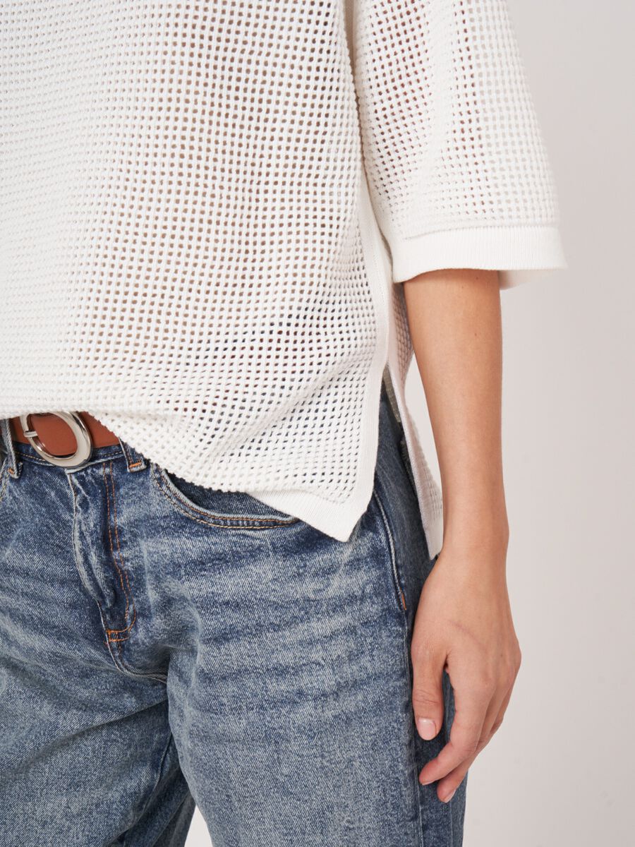 Ajour trui met wijde korte mouwen image number 2