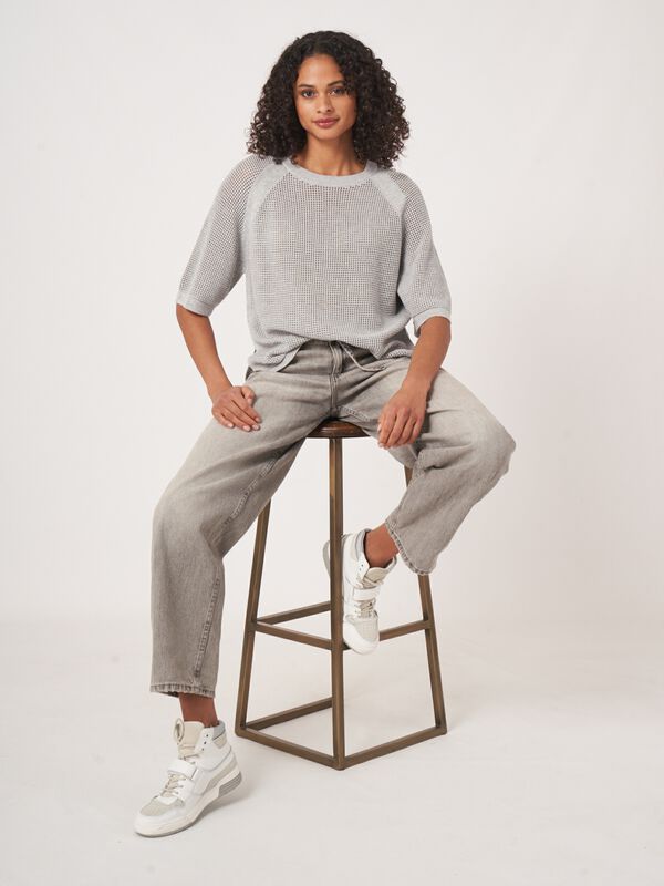 Ajour sweater with wide short sleeves image number 0