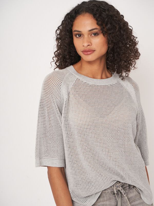 Ajour sweater with wide short sleeves image number 2