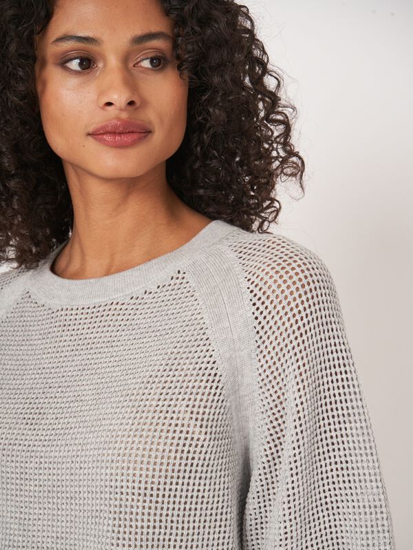 Ajour sweater with wide short sleeves image number 3