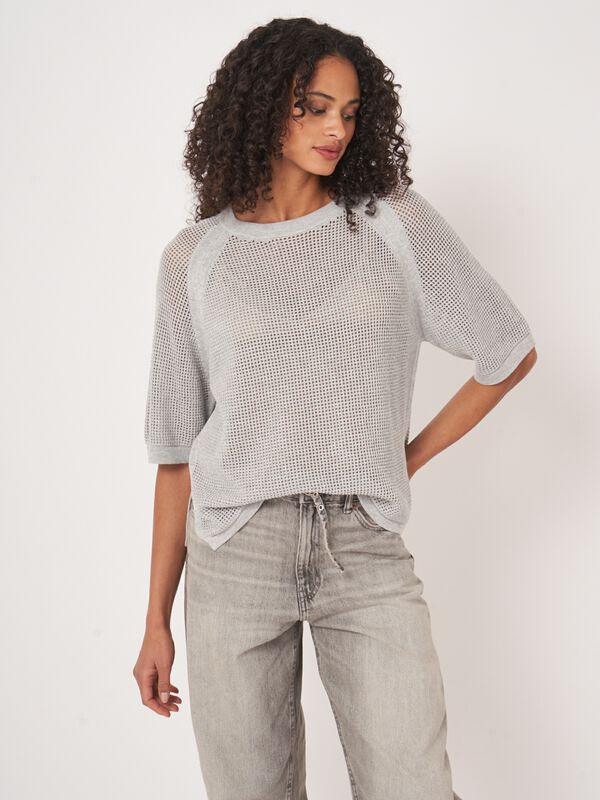 Ajour sweater with wide short sleeves image number 4