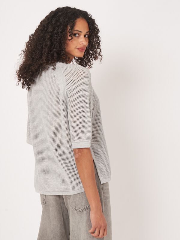 Ajour sweater with wide short sleeves image number 5