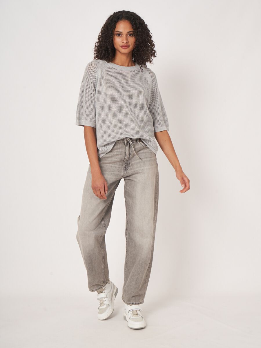 Ajour trui met wijde korte mouwen image number 6