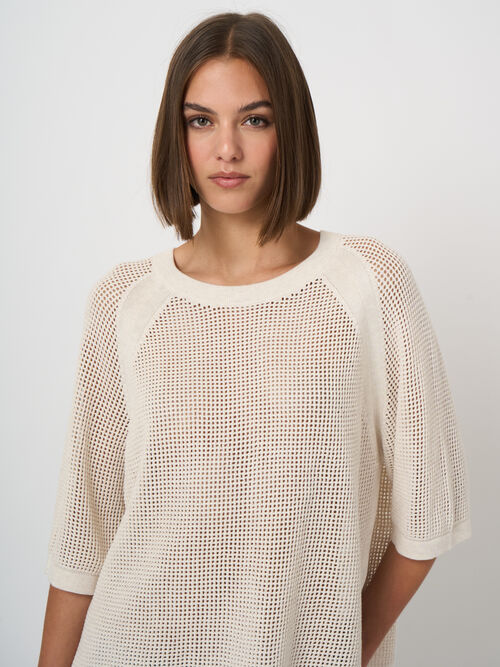 Ajour sweater with wide short sleeves