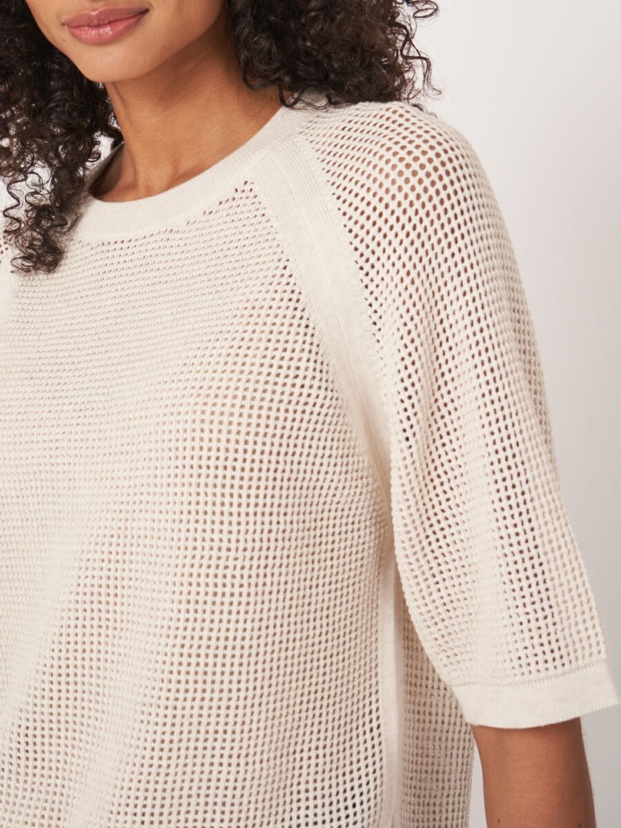 Ajour sweater with wide short sleeves image number 3