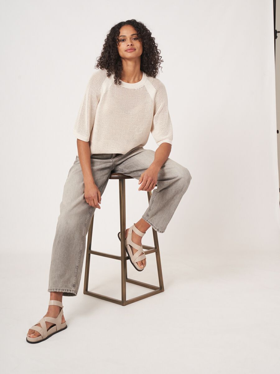 Ajour sweater with wide short sleeves image number 4