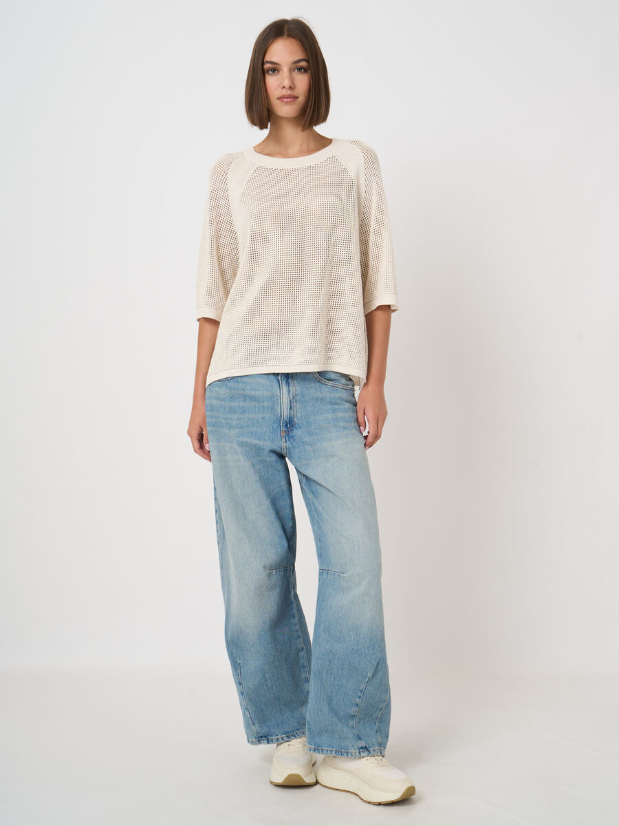 Ajour sweater with wide short sleeves image number 4