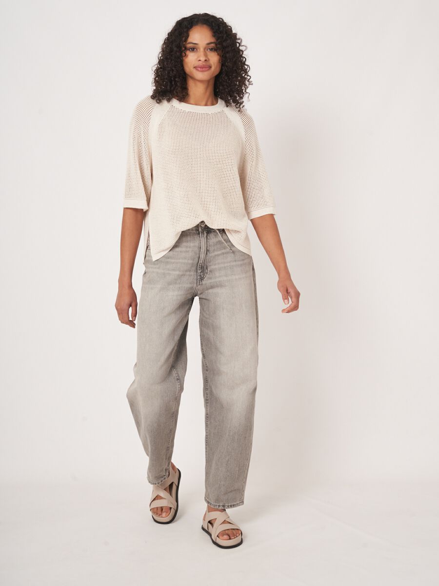 Ajour sweater with wide short sleeves image number 6