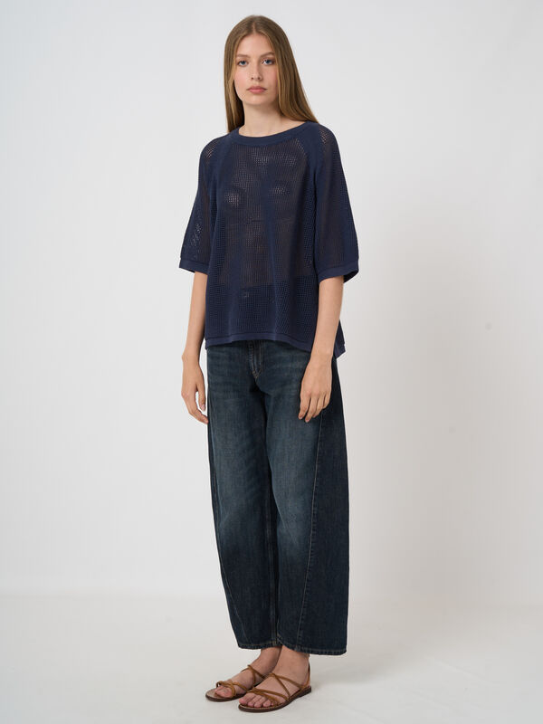 Ajour sweater with wide short sleeves image number 0