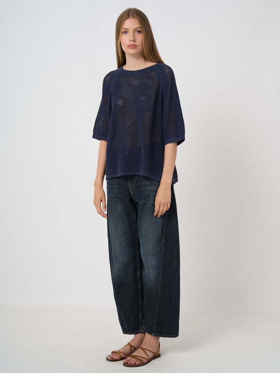 Ajour sweater with wide short sleeves image number 0