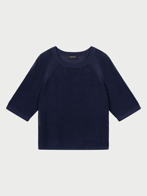 Ajour sweater with wide short sleeves
