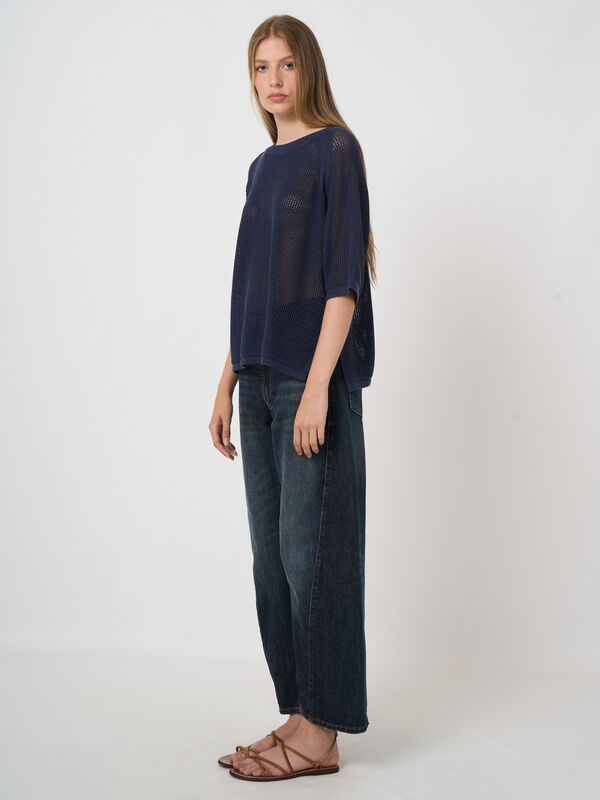Ajour sweater with wide short sleeves image number 2