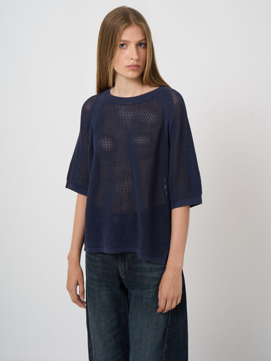 Ajour sweater with wide short sleeves image number 3