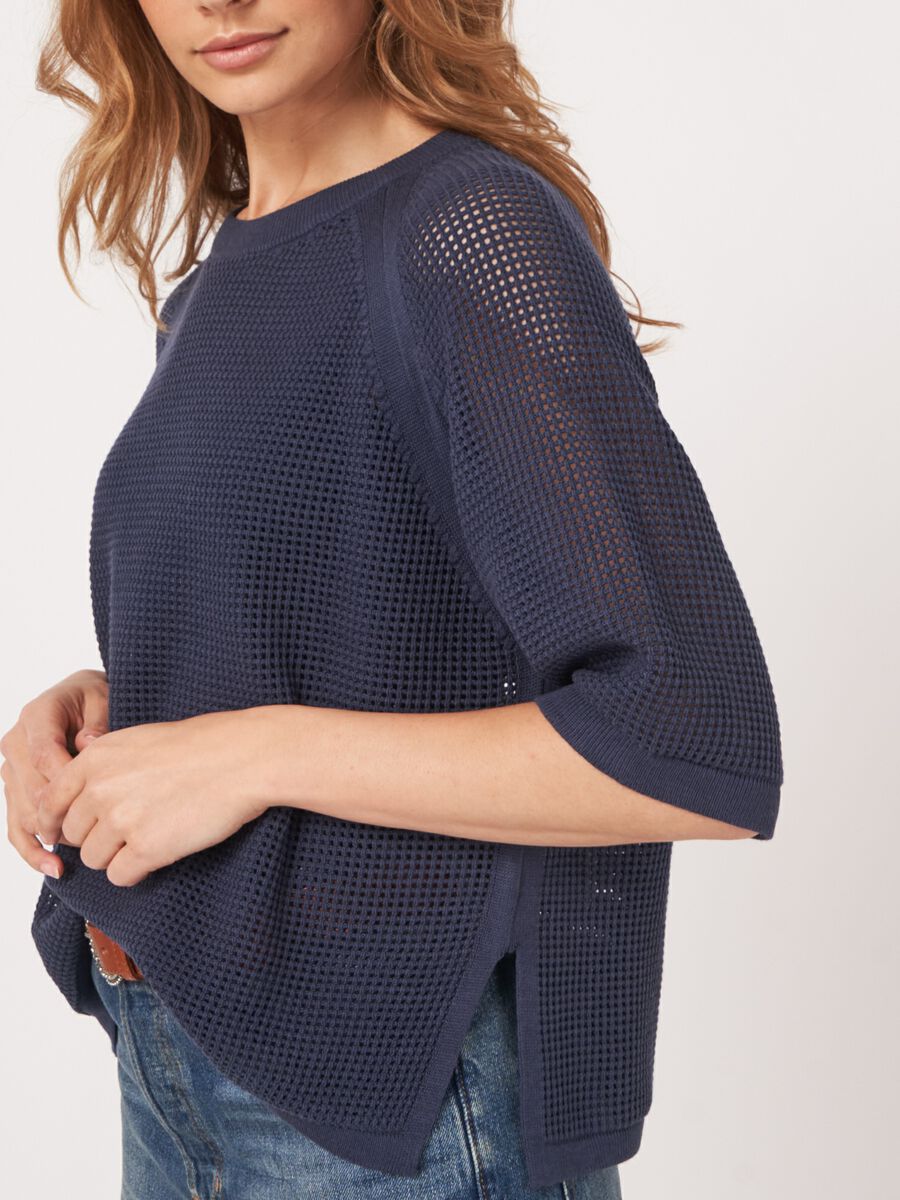 Ajour trui met wijde korte mouwen image number 5