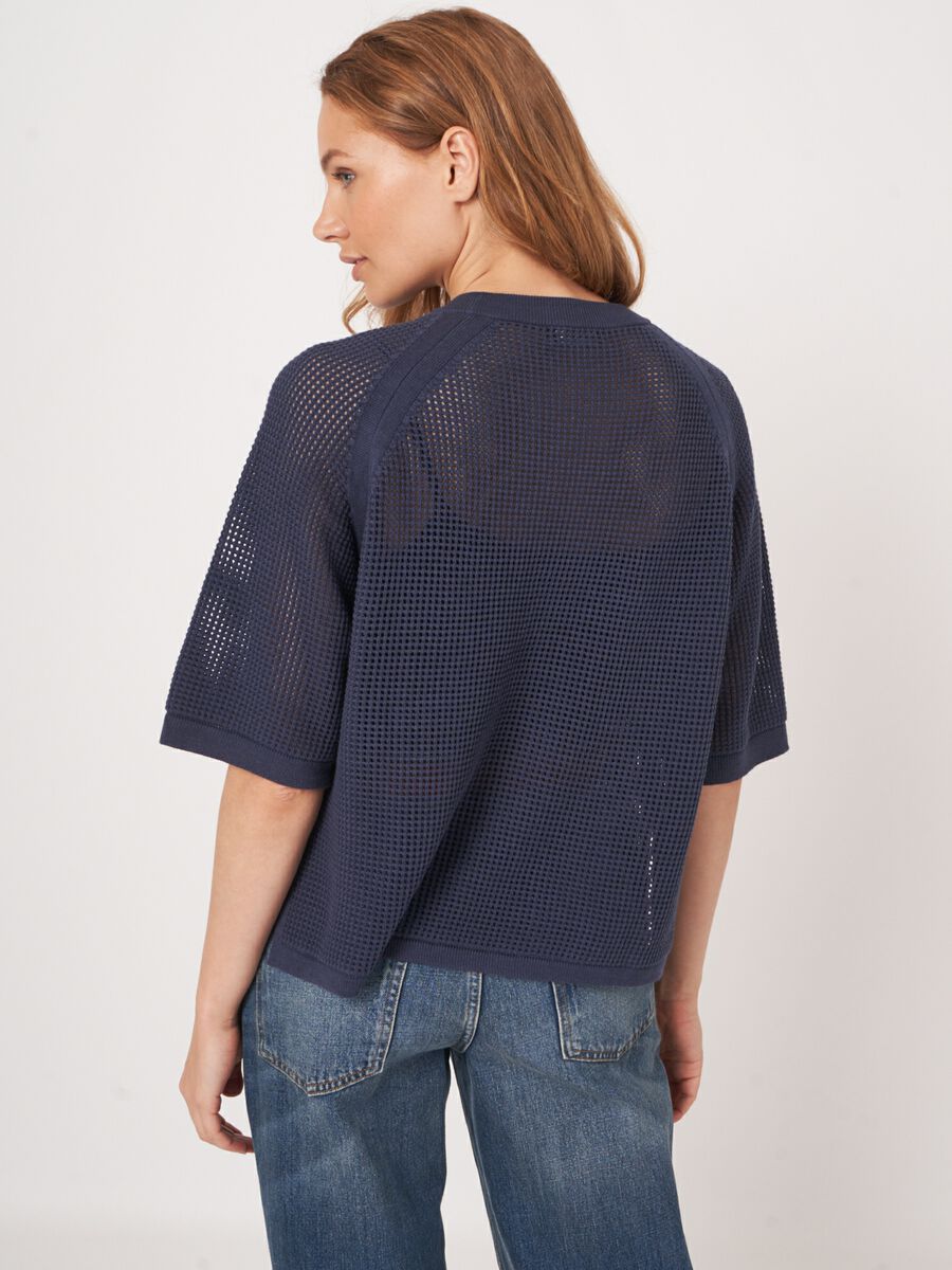 Ajour trui met wijde korte mouwen image number 6