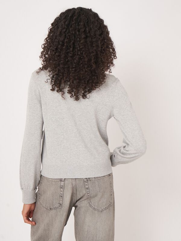 Fijn gebreid vest met polokraag van katoenmix image number 3