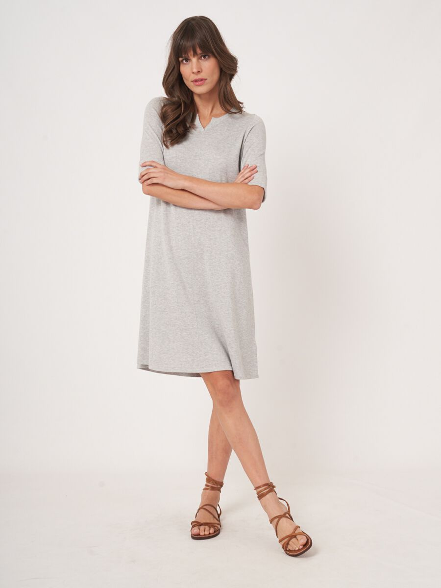 Kurzarm Feinstrickkleid aus Baumwollmischung image number 0