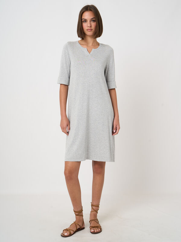 Kurzarm Feinstrickkleid aus Baumwollmischung image number 0
