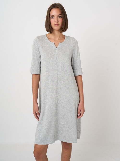 Robe &agrave; manches courtes en maille fine en m&eacute;lange de coton 