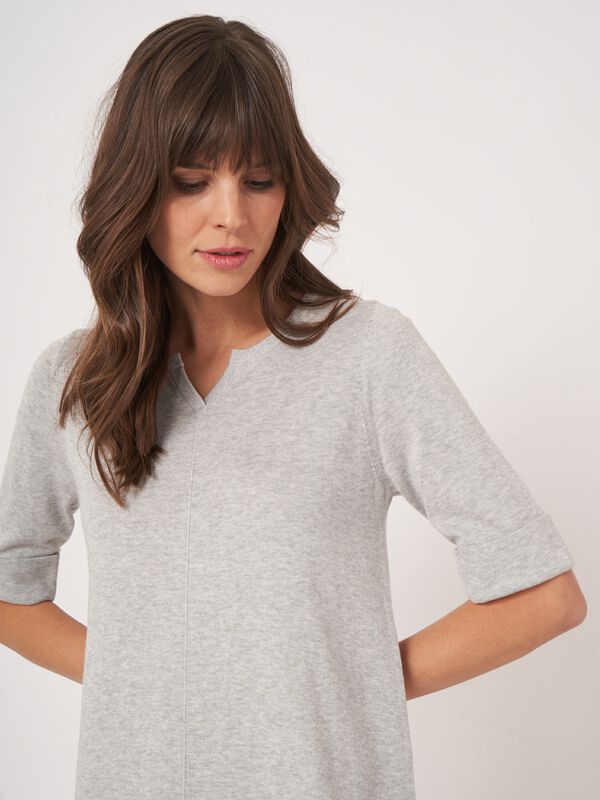 Fijn gebreide jurk van katoenmix image number 2