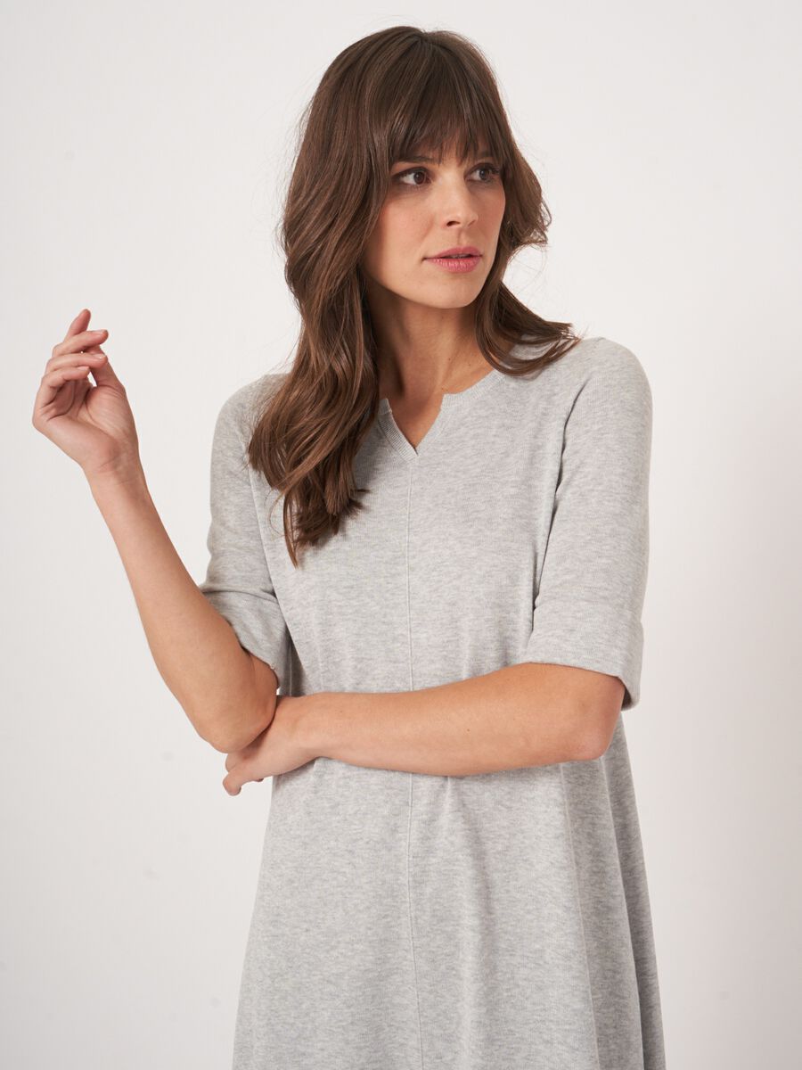 Robe à manches courtes en maille fine en mélange de coton  image number 3