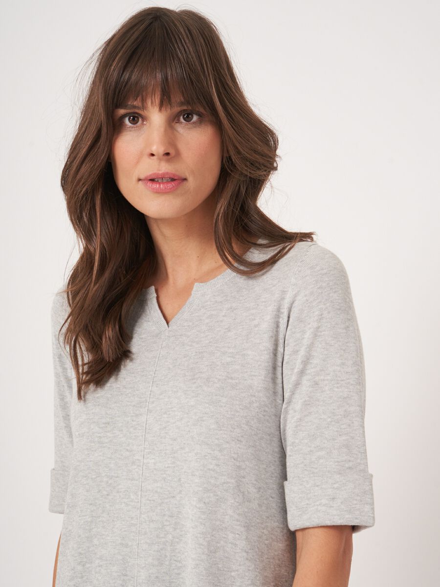 Robe à manches courtes en maille fine en mélange de coton  image number 4