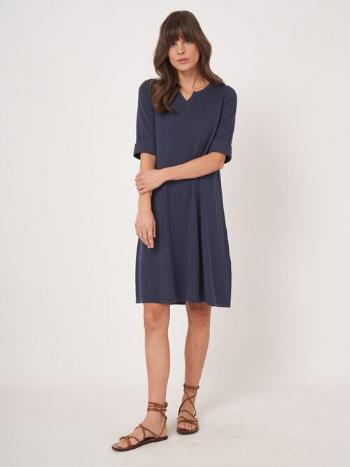 Kurzarm Feinstrickkleid aus Baumwollmischung