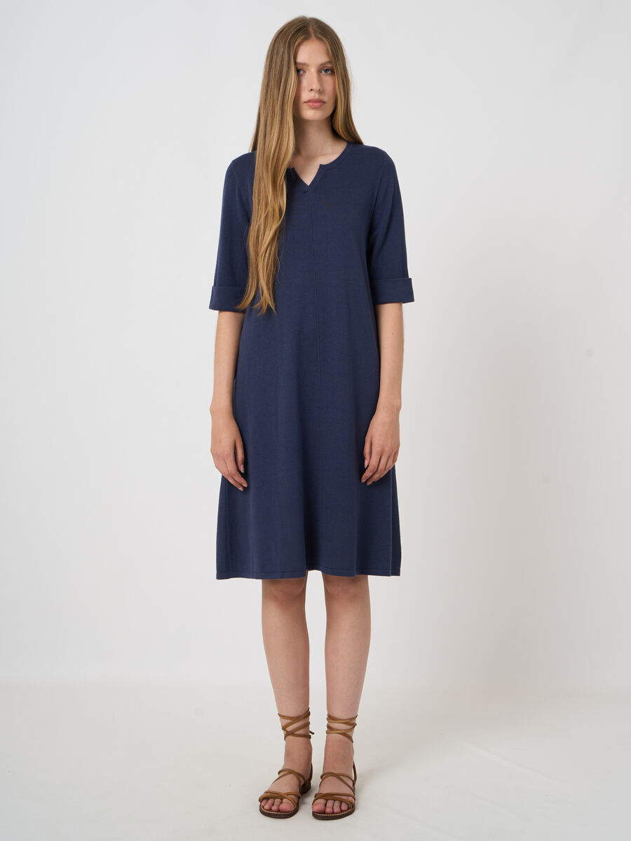 Kurzarm Feinstrickkleid aus Baumwollmischung image number 1