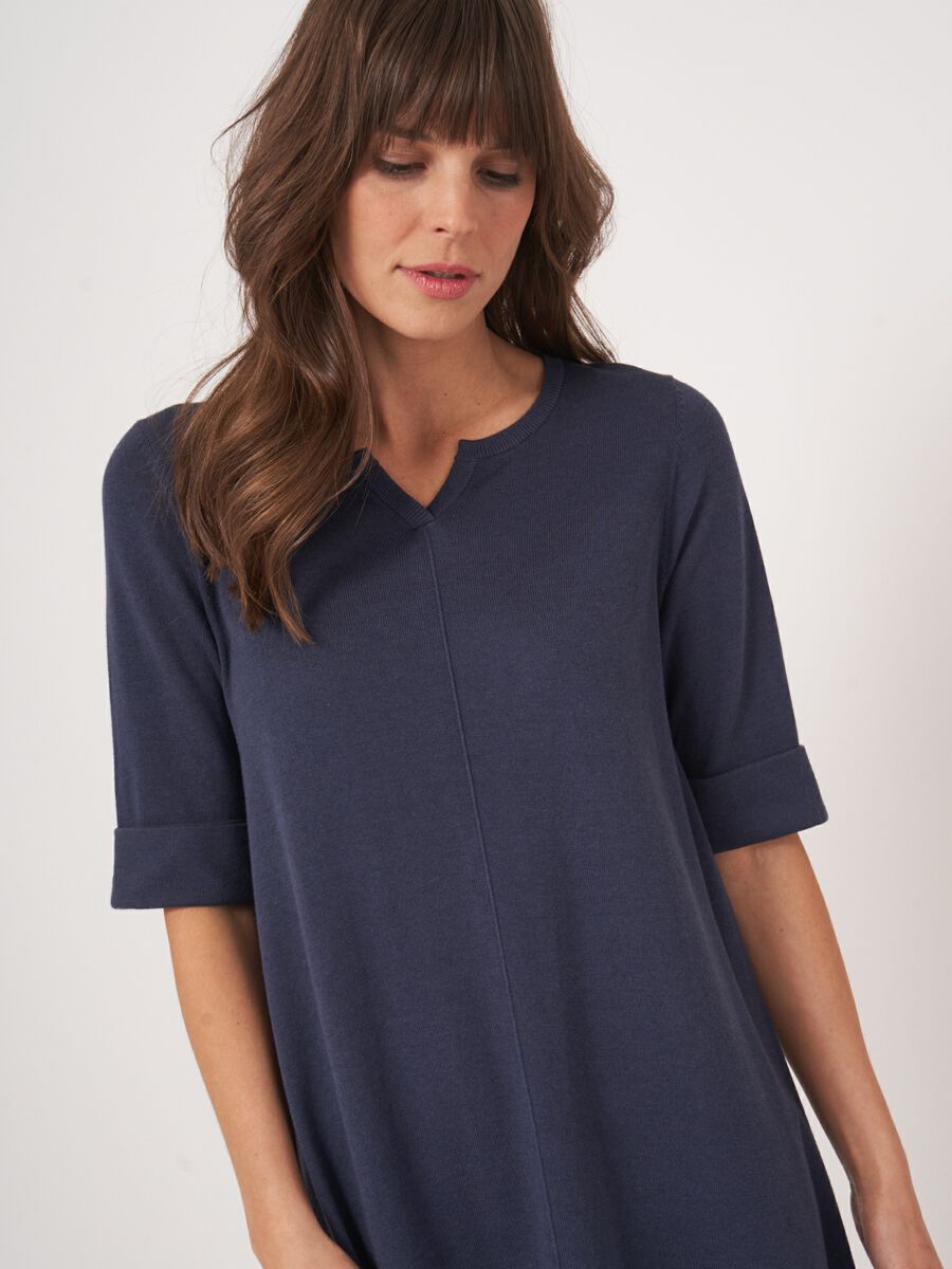 Fijn gebreide jurk van katoenmix image number 2
