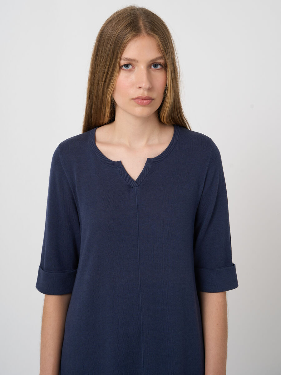 Kurzarm Feinstrickkleid aus Baumwollmischung image number 2