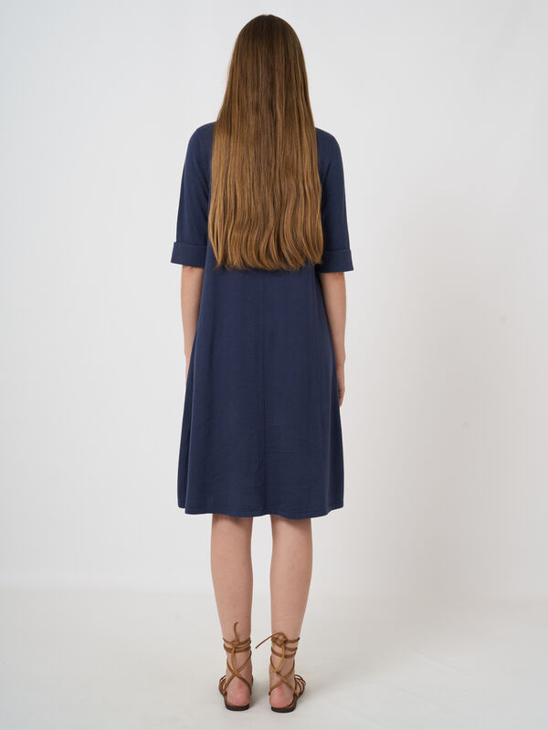 Kurzarm Feinstrickkleid aus Baumwollmischung image number 3