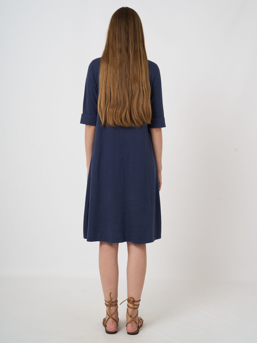 Kurzarm Feinstrickkleid aus Baumwollmischung image number 3