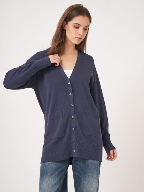 Fijn gebreid vest van katoenmix